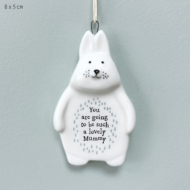 East of India Porcelain Rabbit Hanger - Lovely Mummy