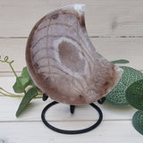 Agate Moon on Stand - Brown & Grey