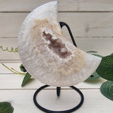 Agate Moon on Stand - White