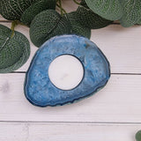 Agate Slab Tealight Holder - Blue