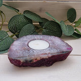 Agate Slab Tealight Holder - Pink