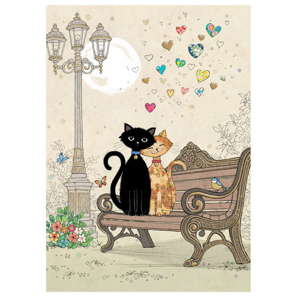 Bug Art Bench Kitties Greetings Card