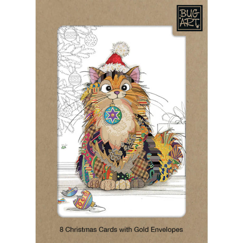 Bug Art Cat Baubles Christmas Card