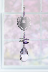 Crystal Fantasy Angel Wing Heart Purple Sun Catcher