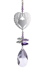 Crystal Fantasy Angel Wing Heart Purple Sun Catcher