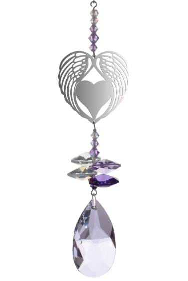 Crystal Fantasy Angel Wing Heart Purple Sun Catcher