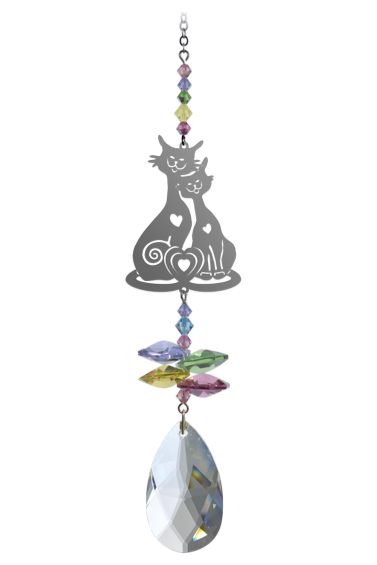 Crystal Fantasy Cats in Love Confetti Sun Catcher