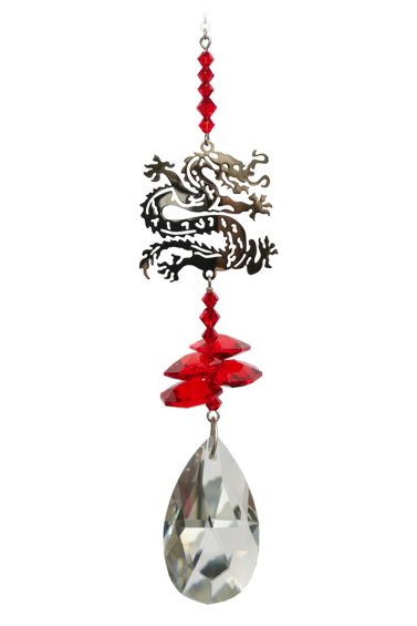 Crystal Fantasy Chinese Dragon Red Sun Catcher