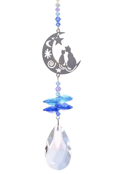 Crystal Fantasy Two Cats Moonlight Sun Catcher