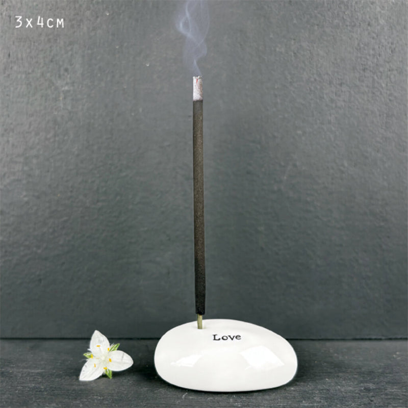 Ceramic Pebble Incense Holder - Love