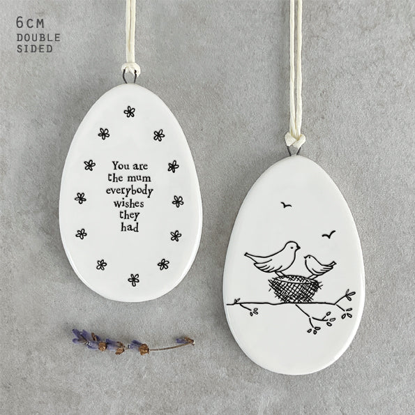 East of India Porcelain Hanging Egg - Mum