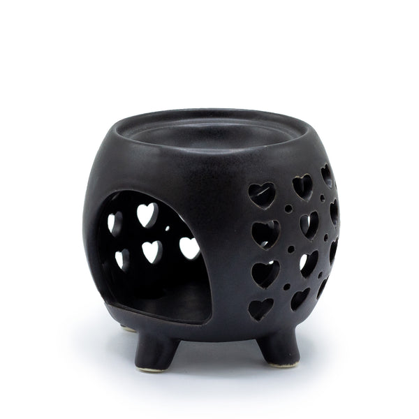 Matte Black Round Oil Burner Multi Hearts