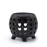 Matte Black Round Oil Burner Multi Hearts