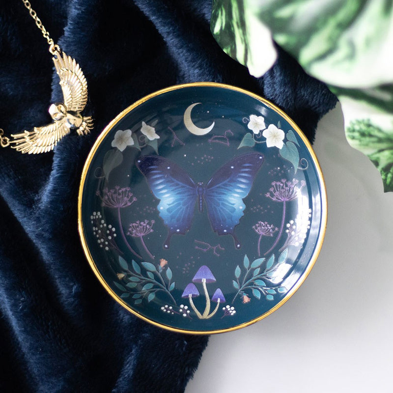 Midnight Moth Round Trinket Dish