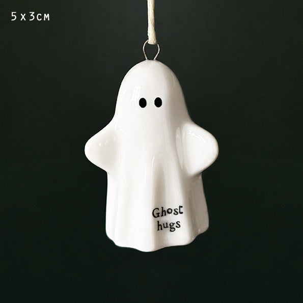 Mini Porcelain Hanging Ghost - Ghost Hugs