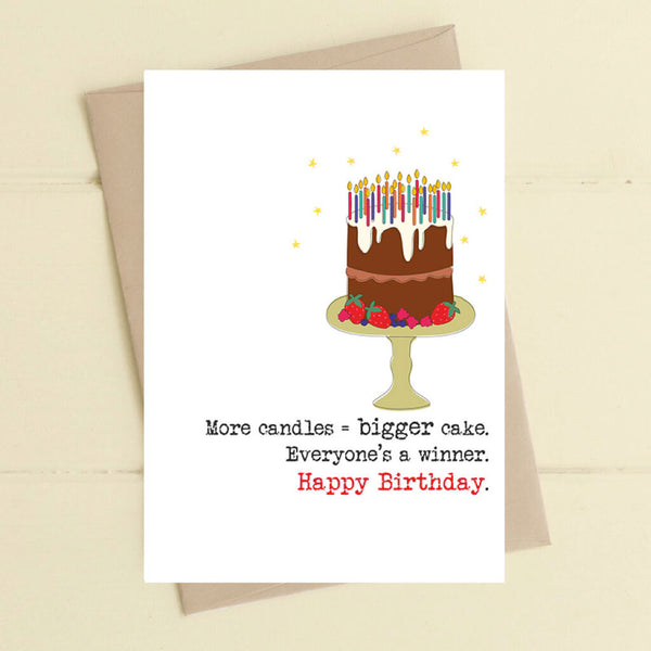 More Candles, Bigger Cake Greeting Card