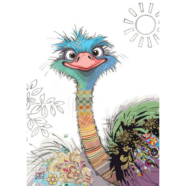 Bug Art Oscar Ostrich Greetings Card