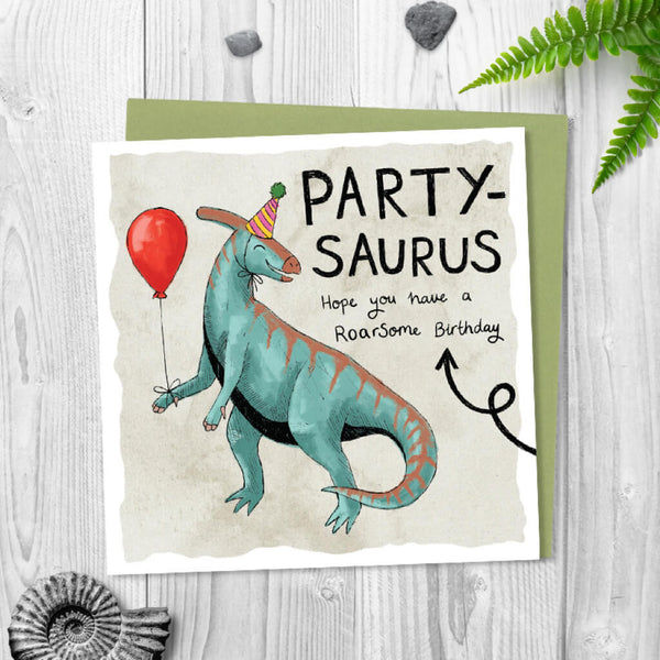 Partysaurus Birthday Greeting Card