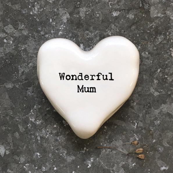 Porcelain Wonderful Mum Heart Token