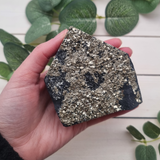 Pyrite in Basalt Matrix with Cut Base