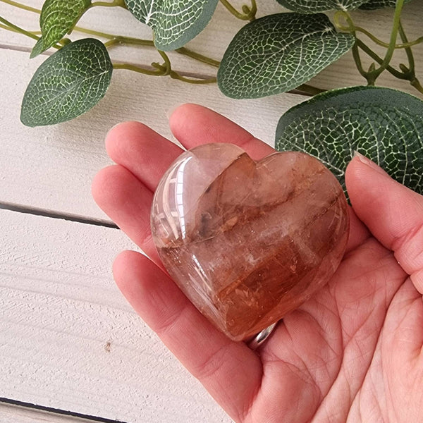 Red Hematoid Quartz Puff Heart