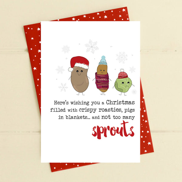 Roasties, Pigs and Sprouts Christmas Greeting Card