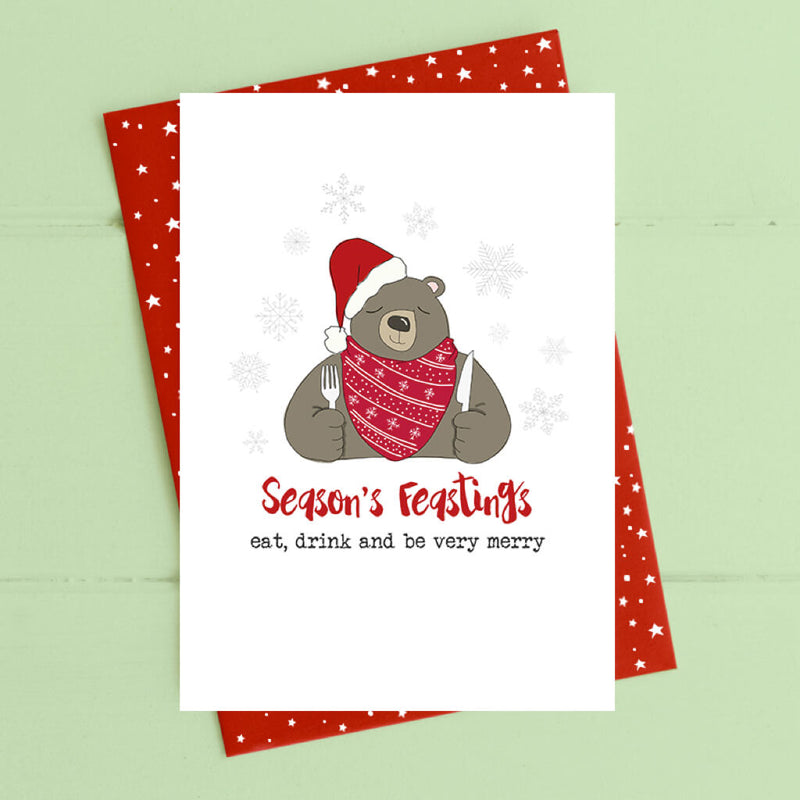 Seasons Feastings Christmas Greeting Card