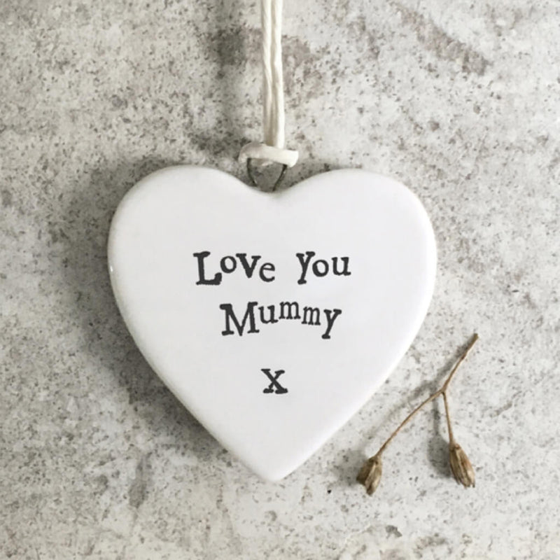 East of India Small Porcelain Hanging Heart - Love You Mummy