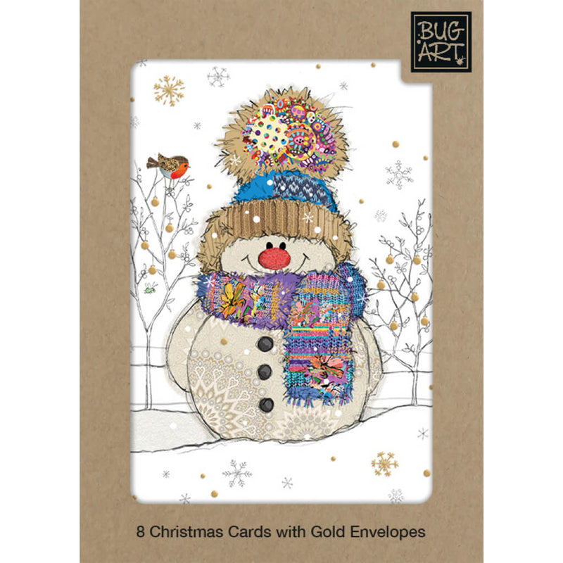 Bug Art Snowman Christmas Card