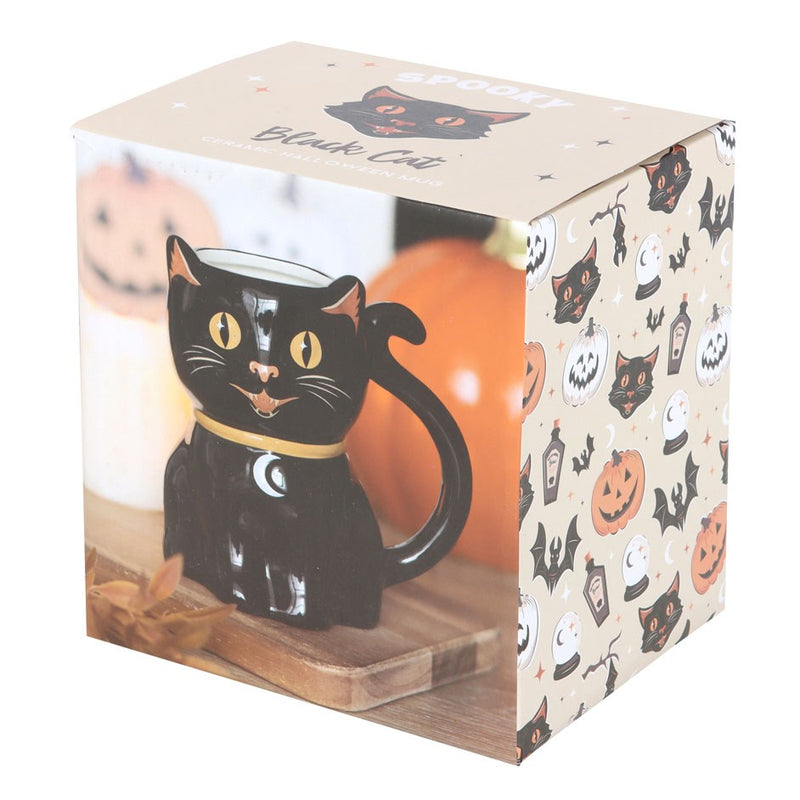 Spooky Black Cat Shaped Mug