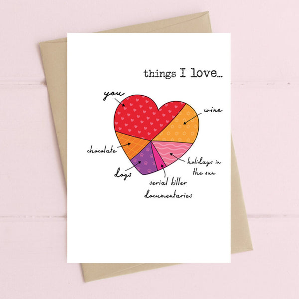 Things I Love Pie Chart Greeting Card