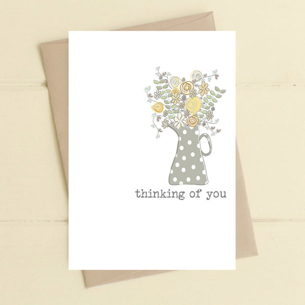 Thinking of You - Grey Flower Jug Greeting Card