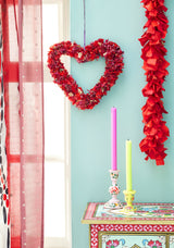 Recycled Sari Red Heart Wreath