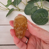 Yellow Fluorite Crystal Skull Carving