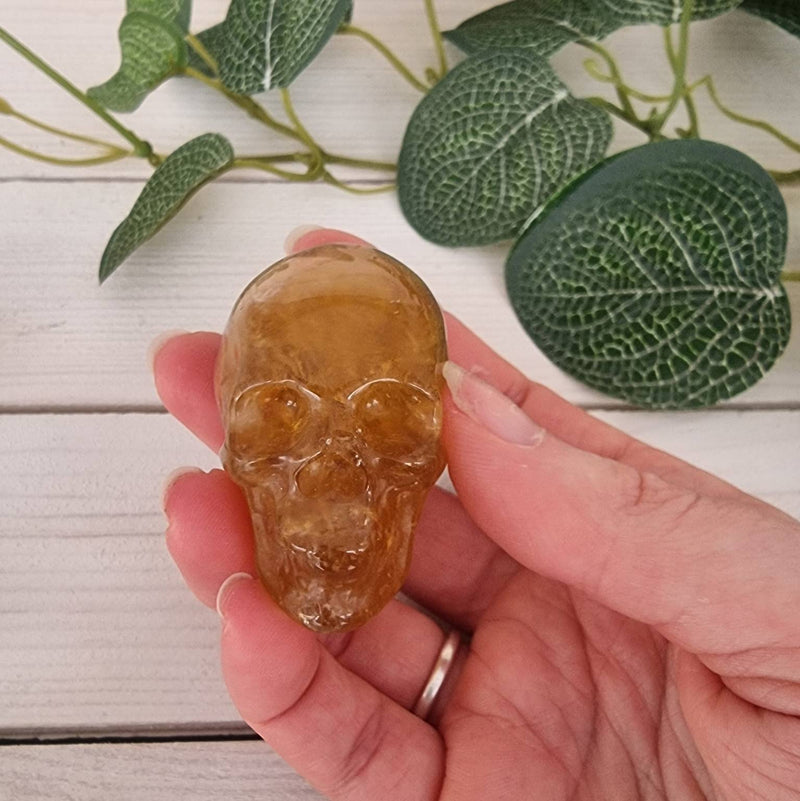 Yellow Fluorite Crystal Skull Carving