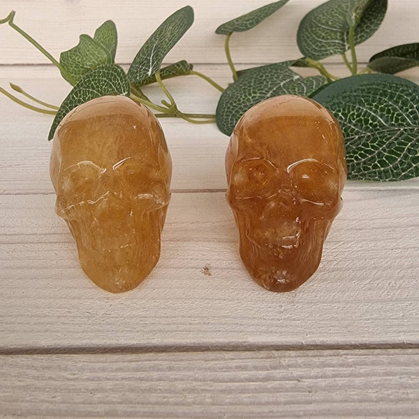 Yellow Fluorite Crystal Skull Carving