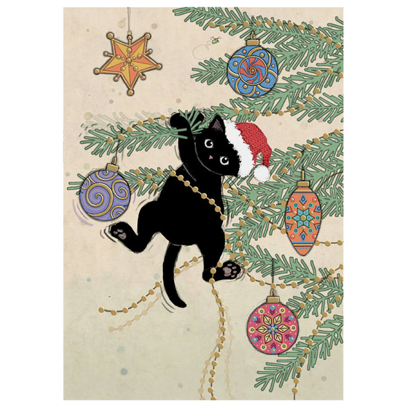 Bug Art Christmas Kitty Christmas Card