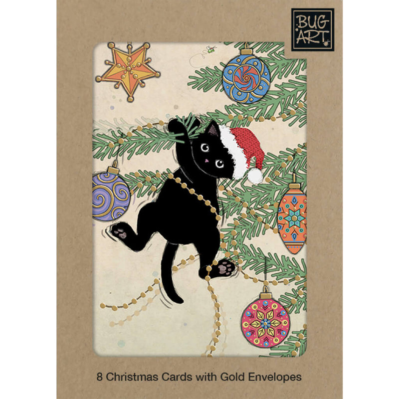 Bug Art Christmas Kitty Christmas Card