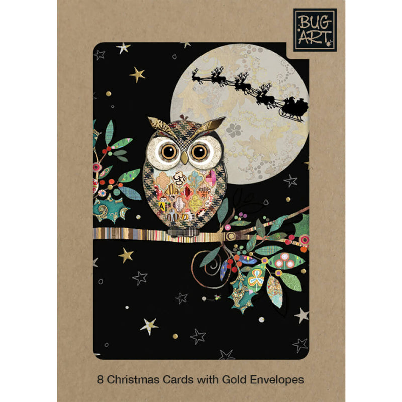 Bug Art Christmas Owl Christmas Card