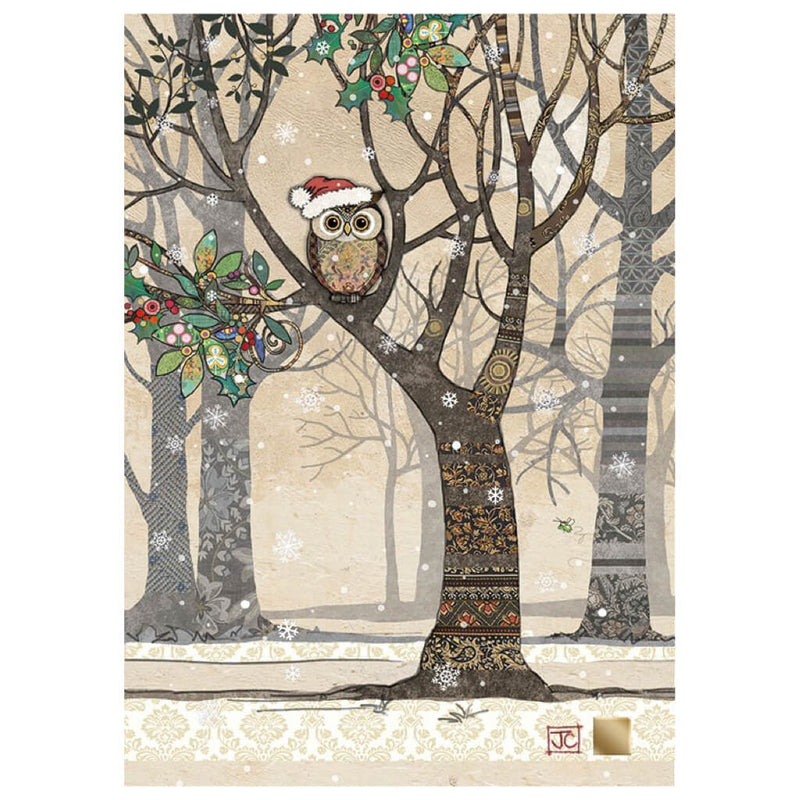 Bug Art Santa Owl Tree Christmas Card