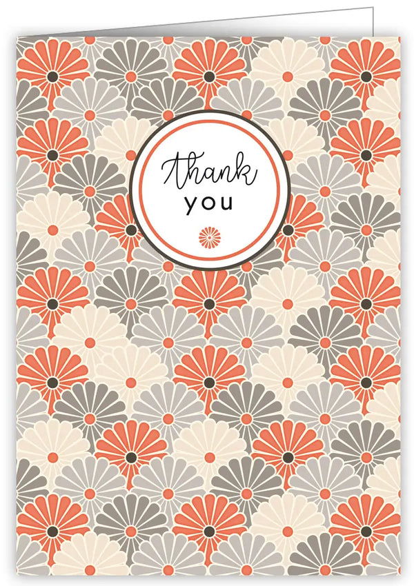 Thank You Neon Flowers Greetings Card