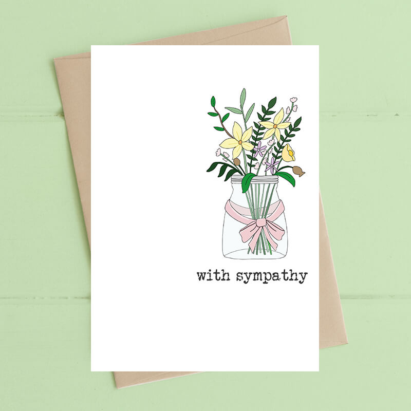 With Sympathy Vase of Flowers Greeting Card