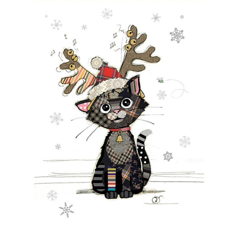 Bug Art Kitten Antlers Christmas Card