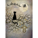 Bug Art Moon Cat Christmas Card