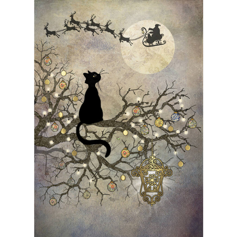 Bug Art Moon Cat Christmas Card