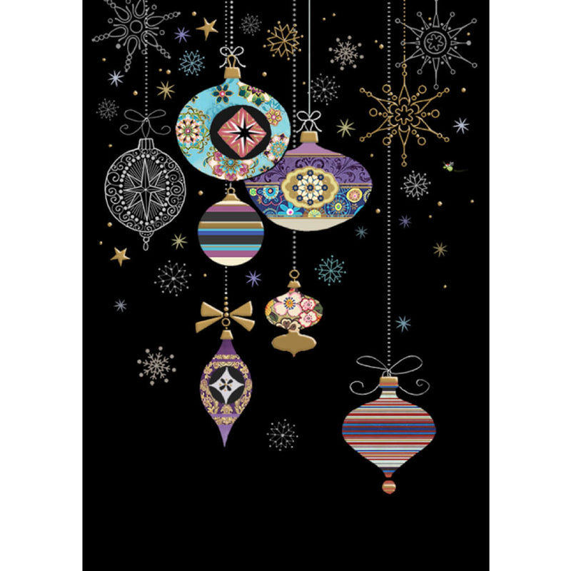 Bug Art Patterned Baubles Christmas Card