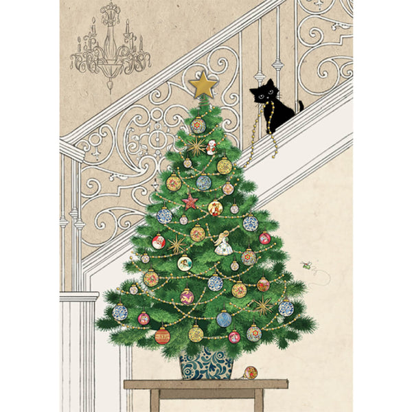 Bug Art Tree Kitten Christmas Card